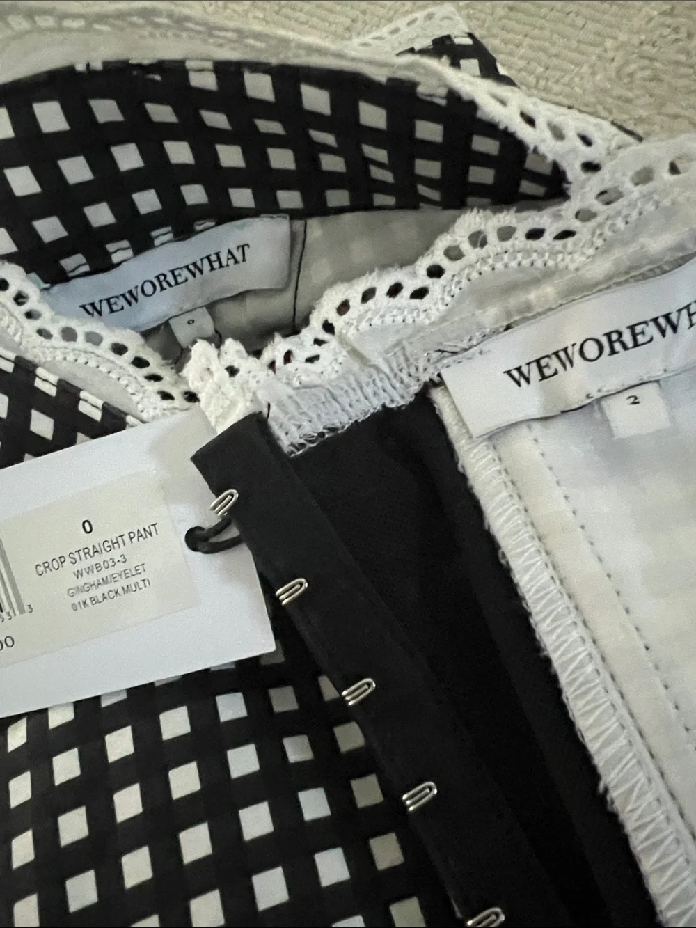 NWT WeWoreWhat Black & White Gingham Corset & Pant Set